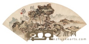 黄宾虹 1922年作 盘山归来 扇面镜心 18.3X52cm